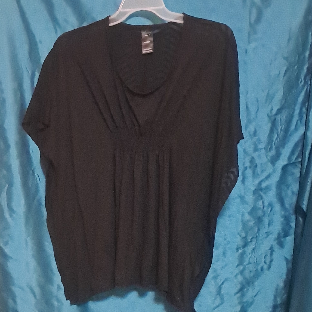 Catalina Black Dolman Sleeve Pleated Swim Coverup